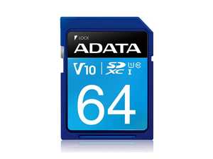کارت حافظه ای دیتا مدل ADATA Premier SDXC Card UHS-I Class 10 V10 64GB 100MB/s